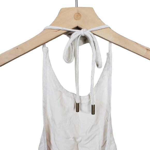 Sovere Womens Small Retold Hankey Hem Linen Blend Halter Top Tan NEW - Picture 5 of 8